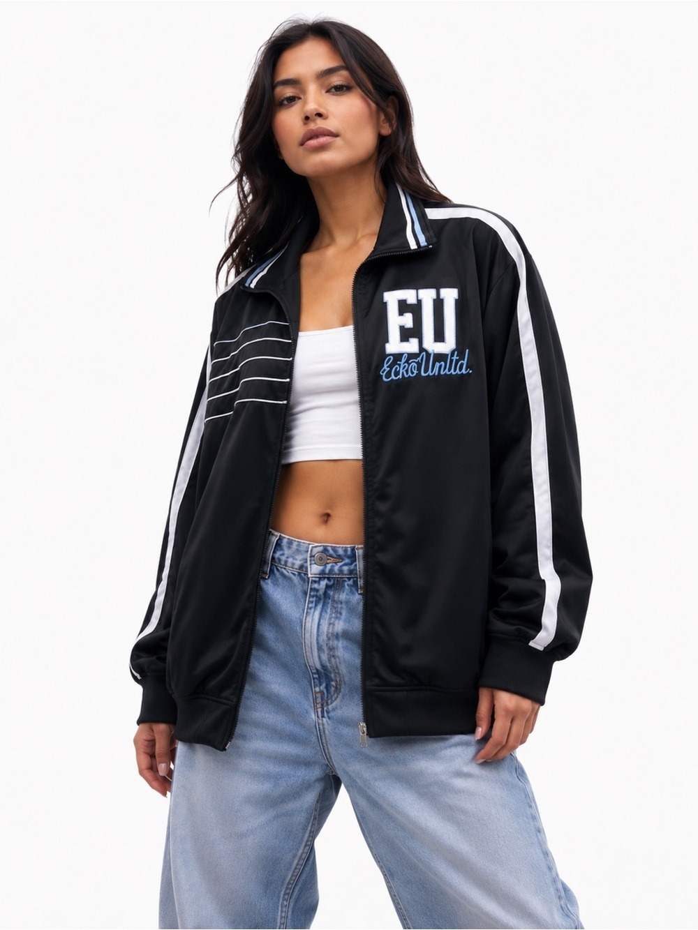Ecko Unltd Y2K Track Jacket XXL Black White Oversized Streetwear